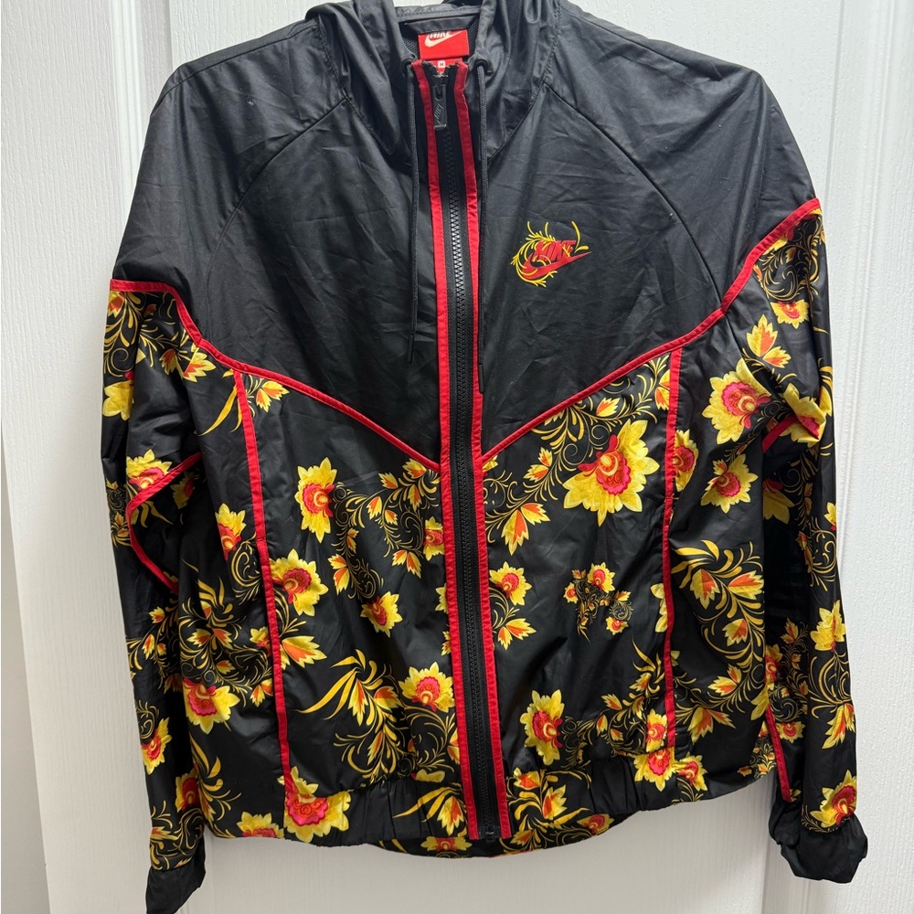 Nike Black Floral Windbreaker Jacket